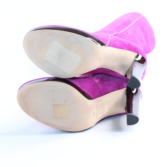 Dsquared2 Pink Leather Knee High Full Zip Boots #137 - Picture 8 of 13